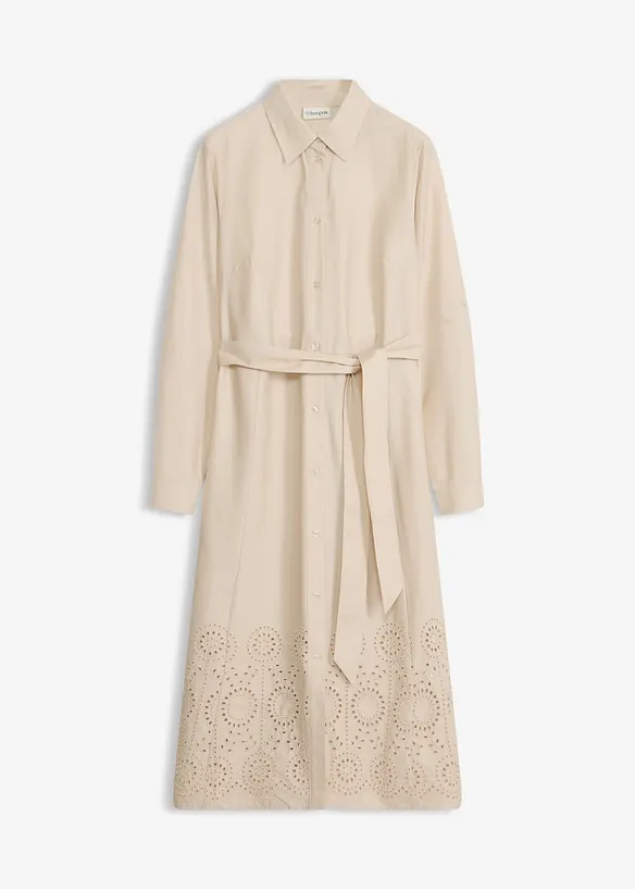 Skjortkl&auml;nning med h&aring;lbroderi, bonprix