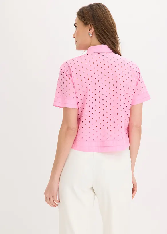 Blus med h&aring;lbroderi, bonprix