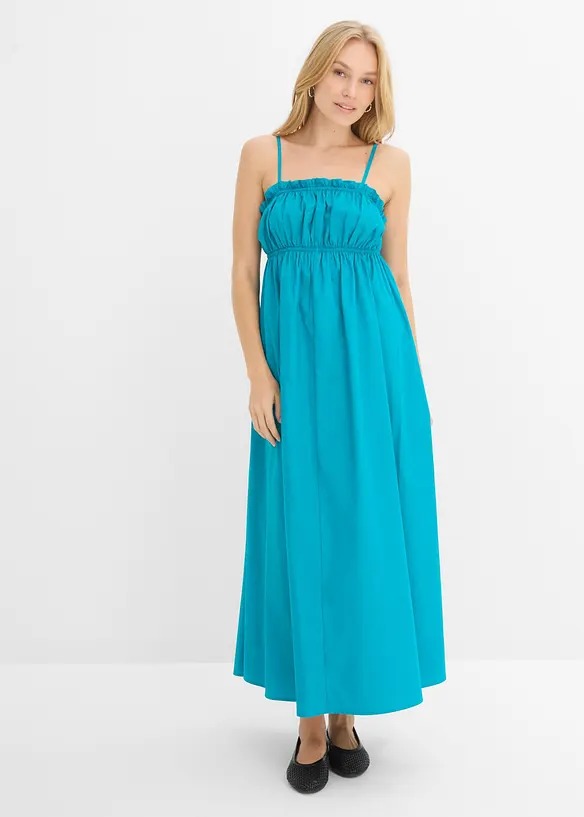 Kl&auml;nning med smala axelband i ekologisk bomull, bonprix