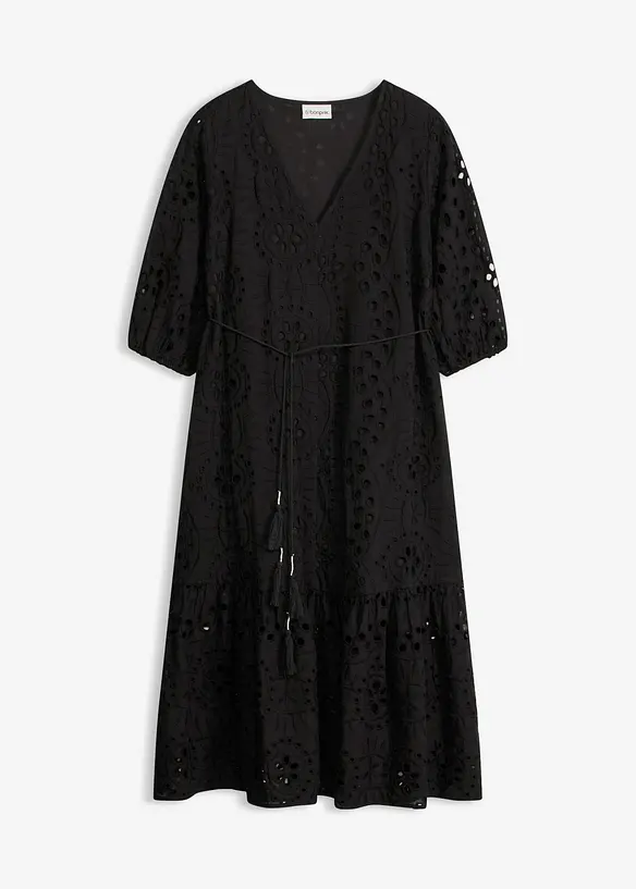 Mellanl&aring;ng bomullskl&auml;nning med h&aring;lbroderi, bonprix