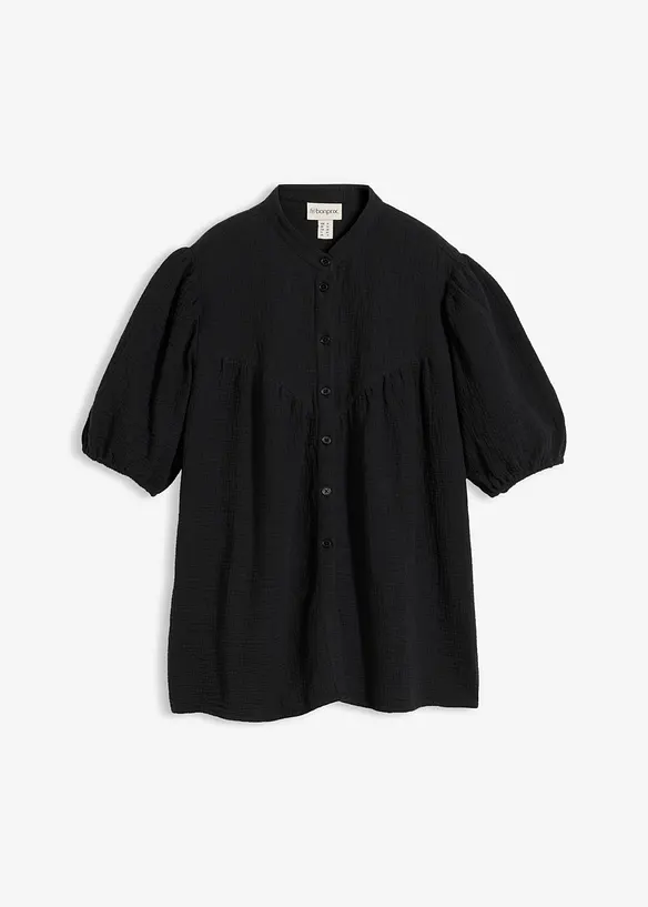 Kort&auml;rmad blus i luftig muslin, bonprix