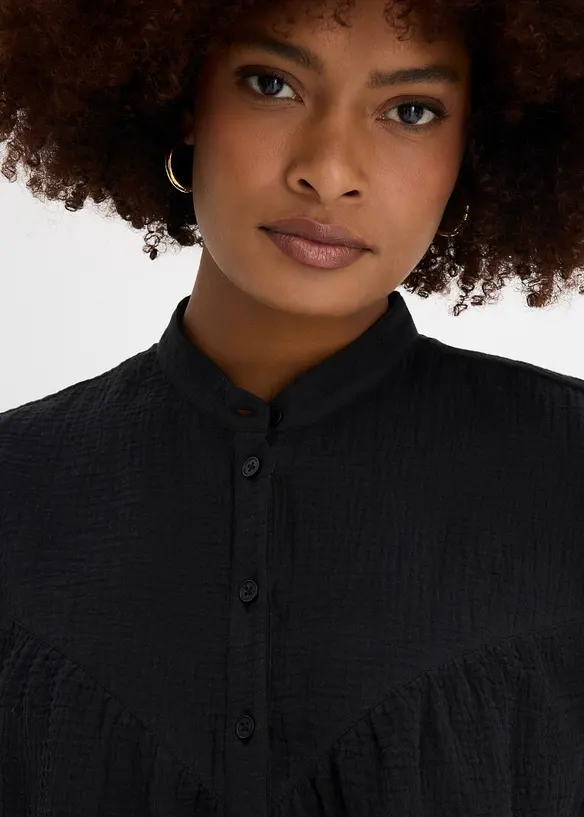 Kort&auml;rmad blus i luftig muslin, bonprix