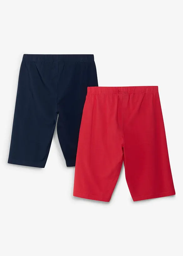 Cykelbyxa i elastisk materialmix med ekologisk bomull (2-pack), bonprix