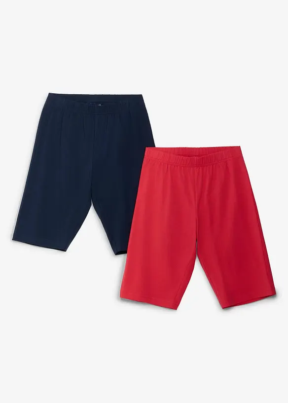 Cykelbyxa i elastisk materialmix med ekologisk bomull (2-pack), bonprix