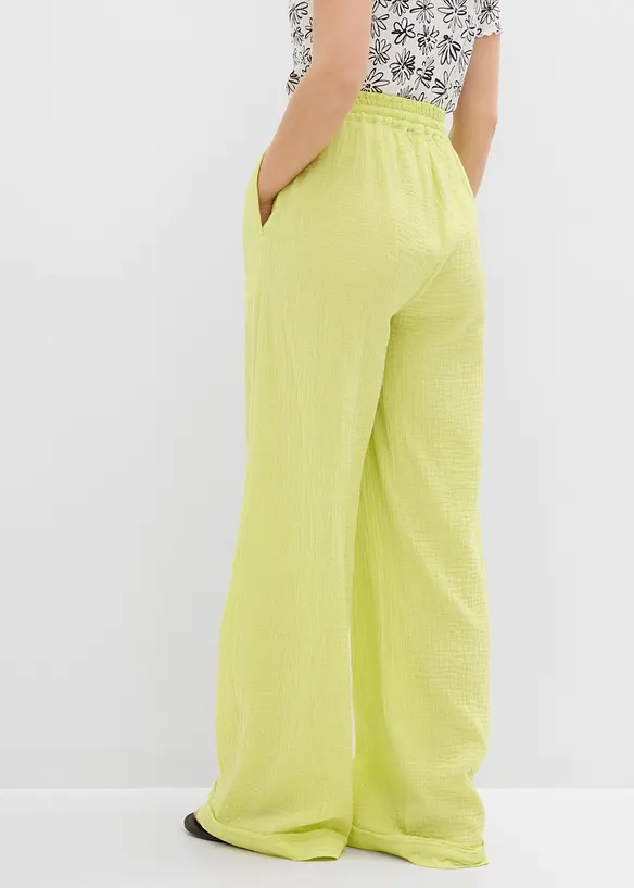 Vid dra p&aring;-byxa av luftig muslin, bonprix