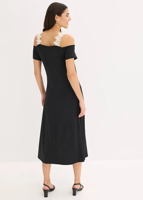 Jerseykl&auml;nning med virkad spets, bonprix