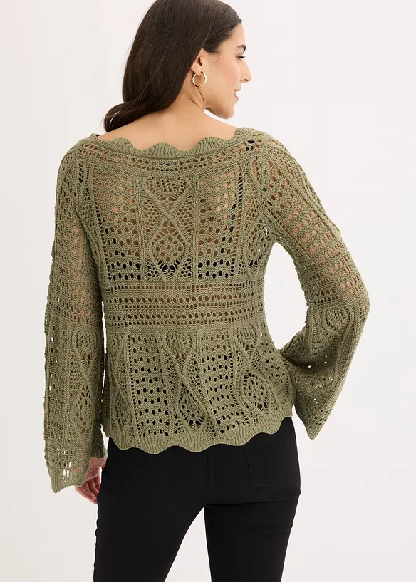 Stickad topp av spets, bonprix