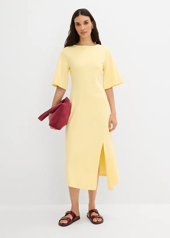 Jerseykl&auml;nning av ekologisk bomull, med slits, bonprix