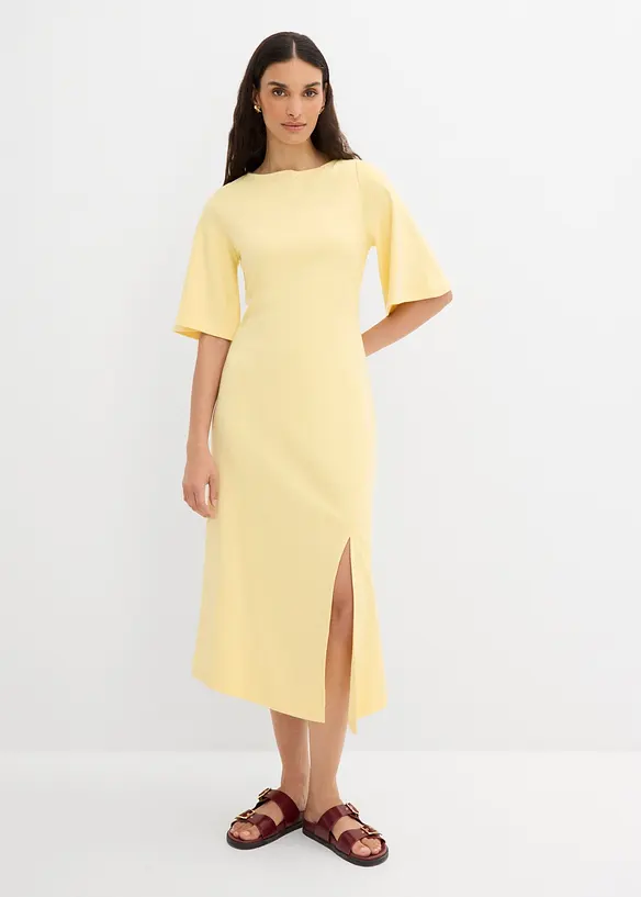 Jerseykl&auml;nning av ekologisk bomull, med slits, bonprix