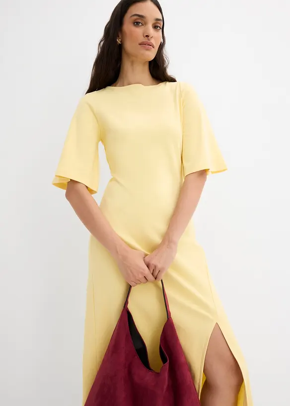 Jerseykl&auml;nning av ekologisk bomull, med slits, bonprix