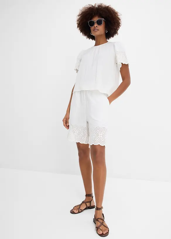 Kort&auml;rmad blus i luftig muslin, bonprix