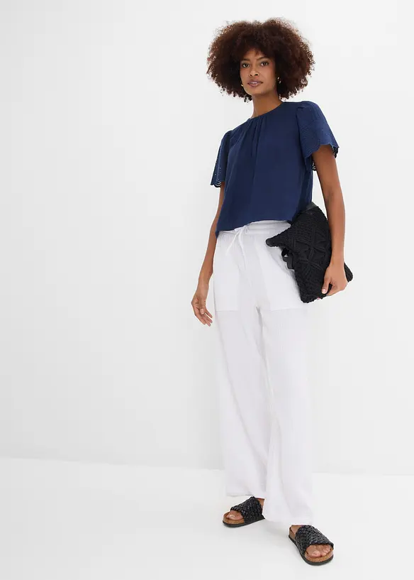 Byxa i luftig muslin, bonprix