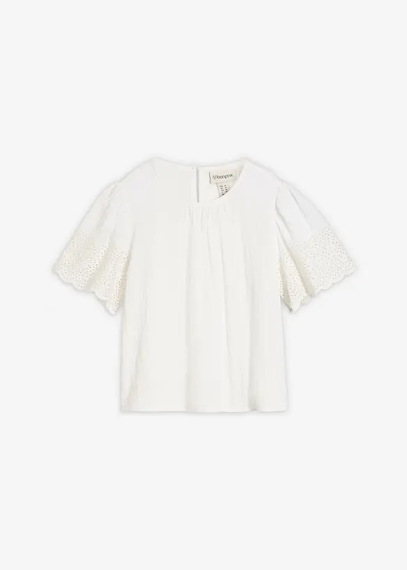 Kort&auml;rmad blus i luftig muslin, bonprix