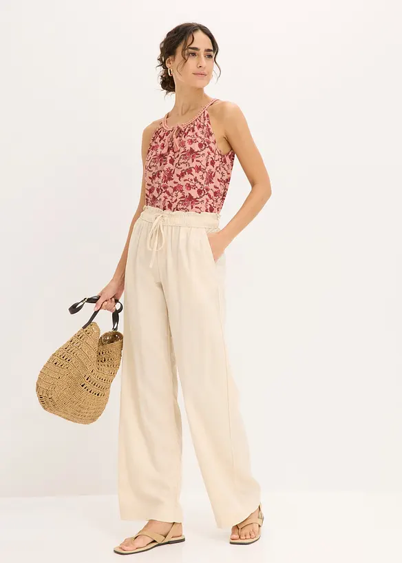 Linne med smala axelband, av viskos, bonprix