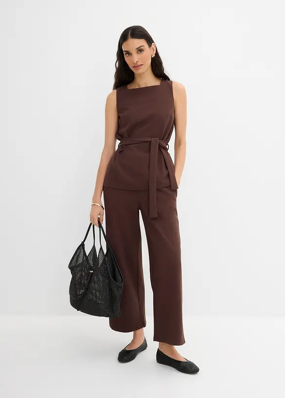 Linne i pik&eacute; med knytband, bonprix