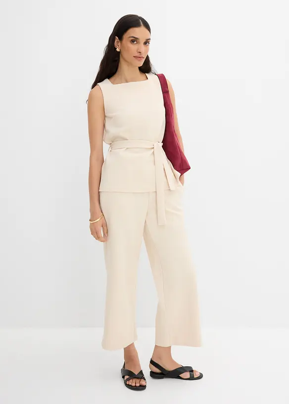 Linne i pik&eacute; med knytband, bonprix