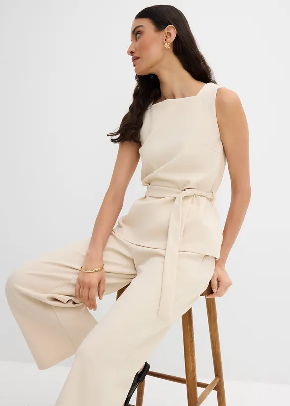 Linne i pik&eacute; med knytband, bonprix