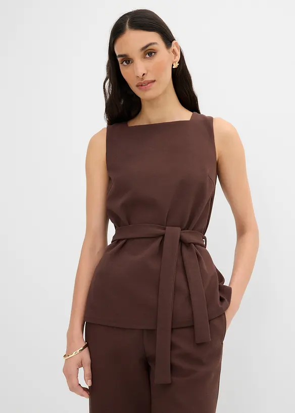 Linne i pik&eacute; med knytband, bonprix