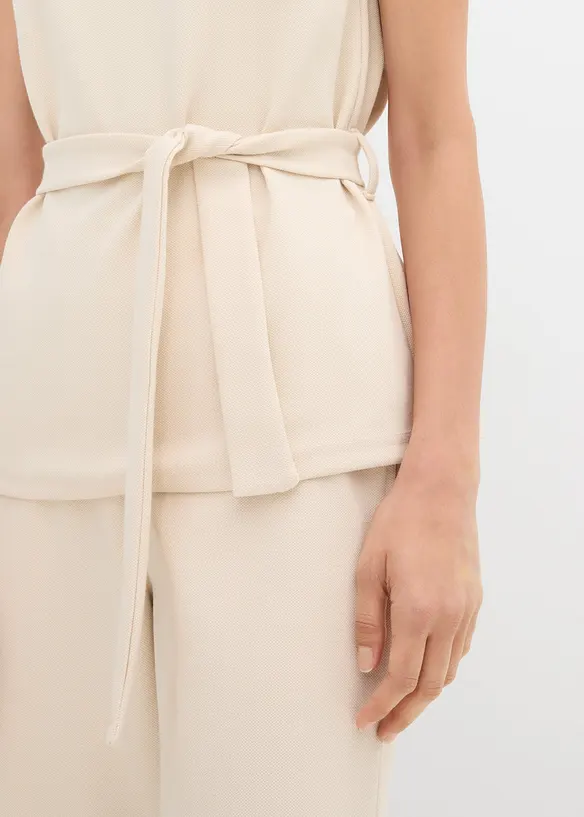 Linne i pik&eacute; med knytband, bonprix