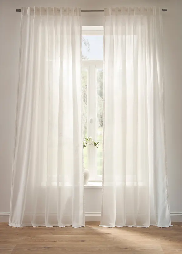 Gardin i &aring;tervunnet material (2-pack), bonprix