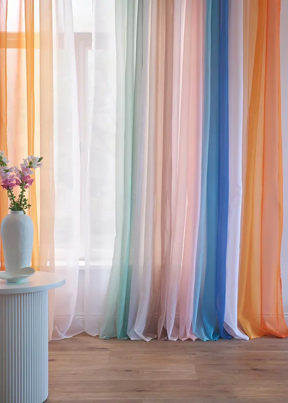 Gardin av l&auml;tt voile, &auml;ven extral&aring;ng (2-pack), bonprix
