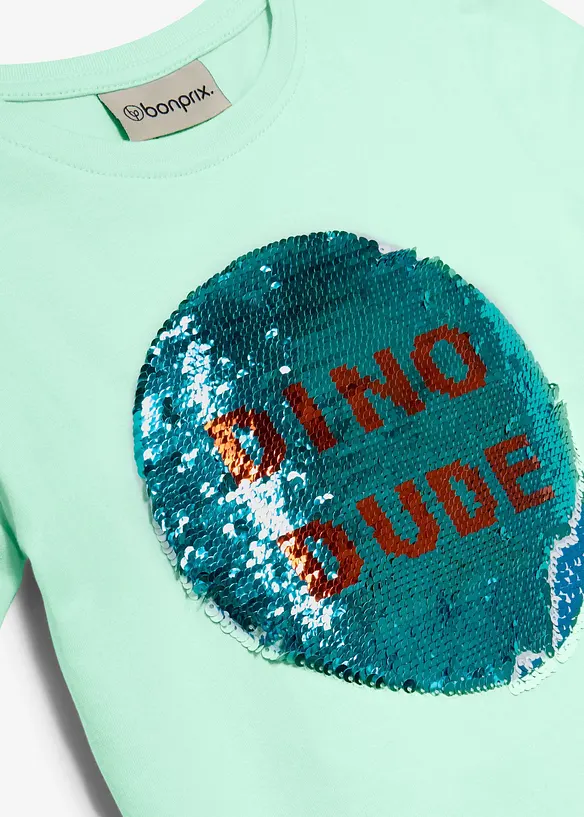 T-shirt i ekologisk bomull med v&auml;ndbara paljetter, bonprix