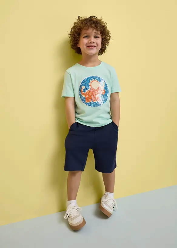 T-shirt i ekologisk bomull med v&auml;ndbara paljetter, bonprix