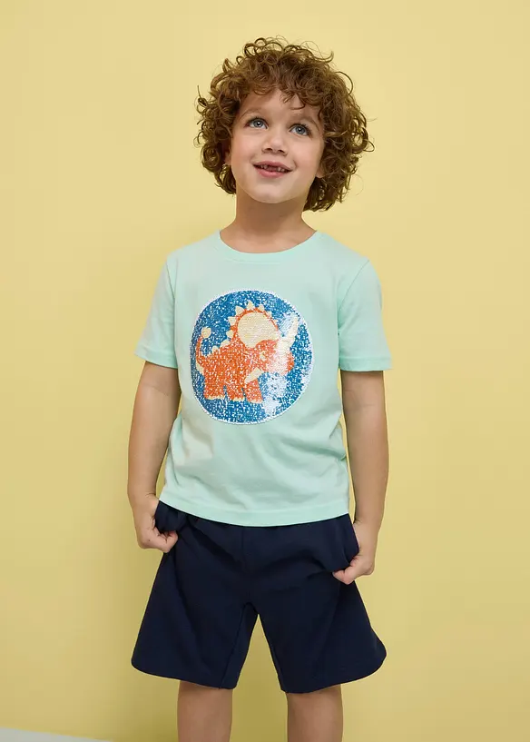 T-shirt i ekologisk bomull med v&auml;ndbara paljetter, bonprix