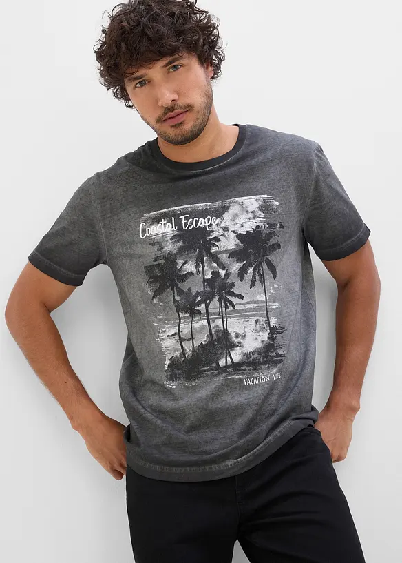 T-shirt i ekologisk bomull med tv&auml;ttad look, bonprix