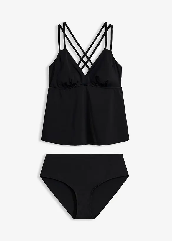 Tankini med korsade axelband, snabbtorkande material (2 delar), bonprix
