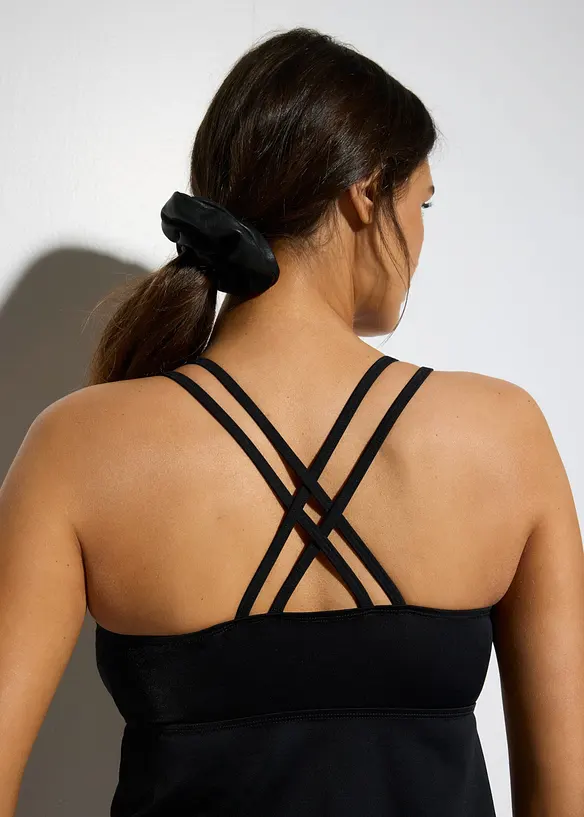 Tankini med korsade axelband, snabbtorkande material (2 delar), bonprix