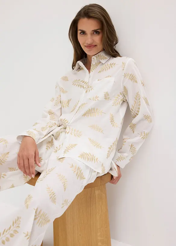 Blus i bomull med broderi, bonprix