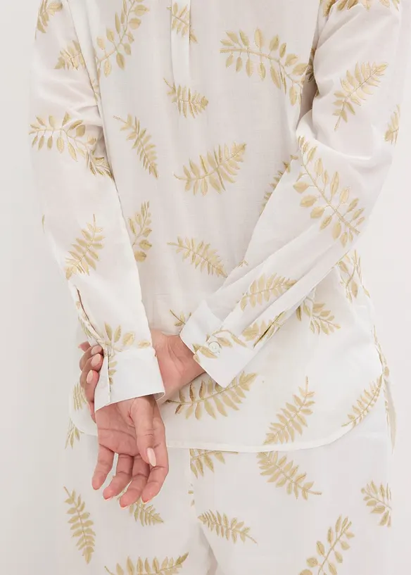 Blus i bomull med broderi, bonprix