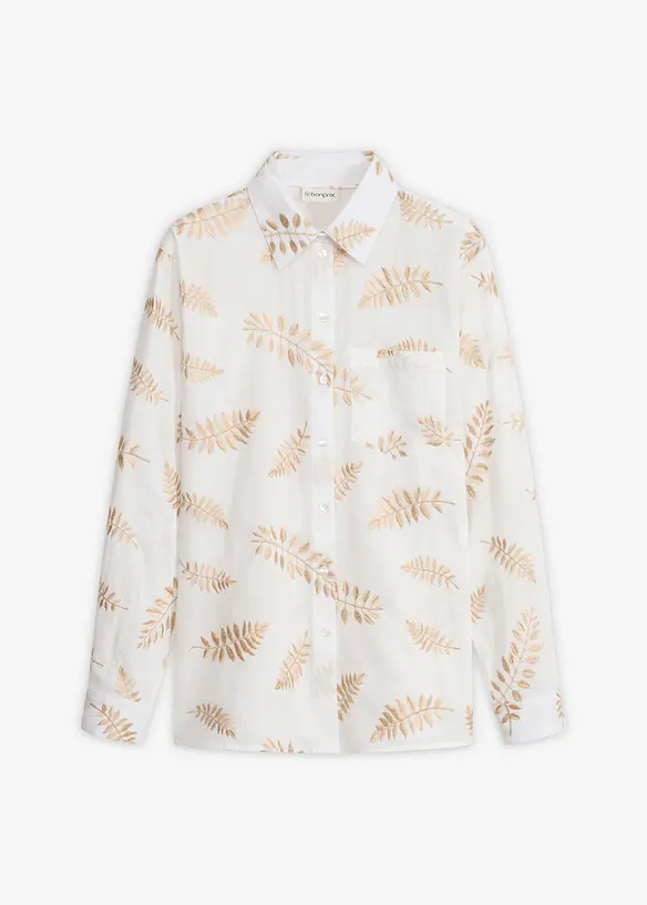 Blus i bomull med broderi, bonprix