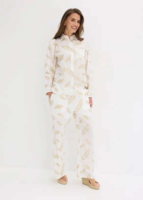 Blus i bomull med broderi, bonprix