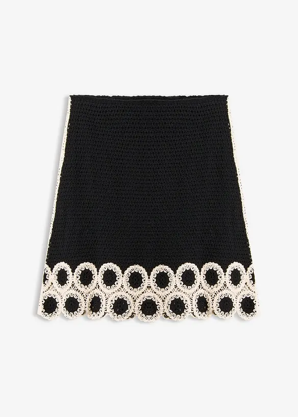 Stickad kjol i bomull, bonprix