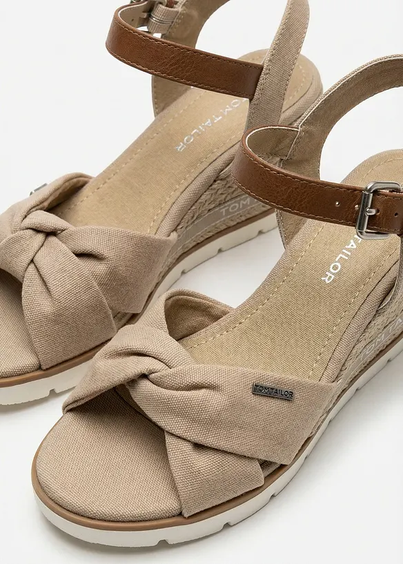 Sandalett fr&aring;n Tom Tailor, med kilklack i baststil, Tom Tailor
