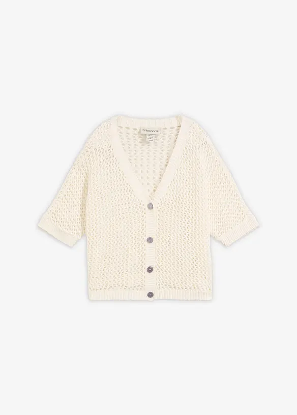 H&aring;lm&ouml;nstrad cardigan med lin, bonprix