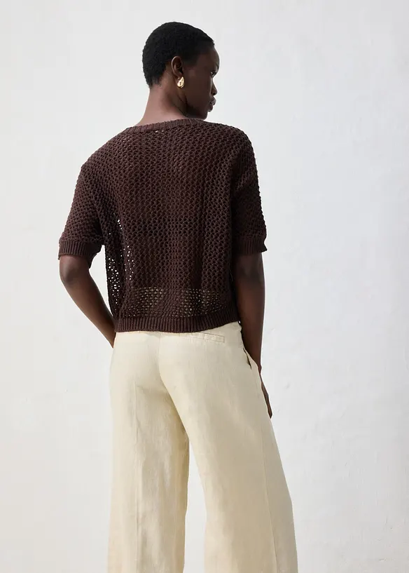 H&aring;lm&ouml;nstrad cardigan med lin, bonprix