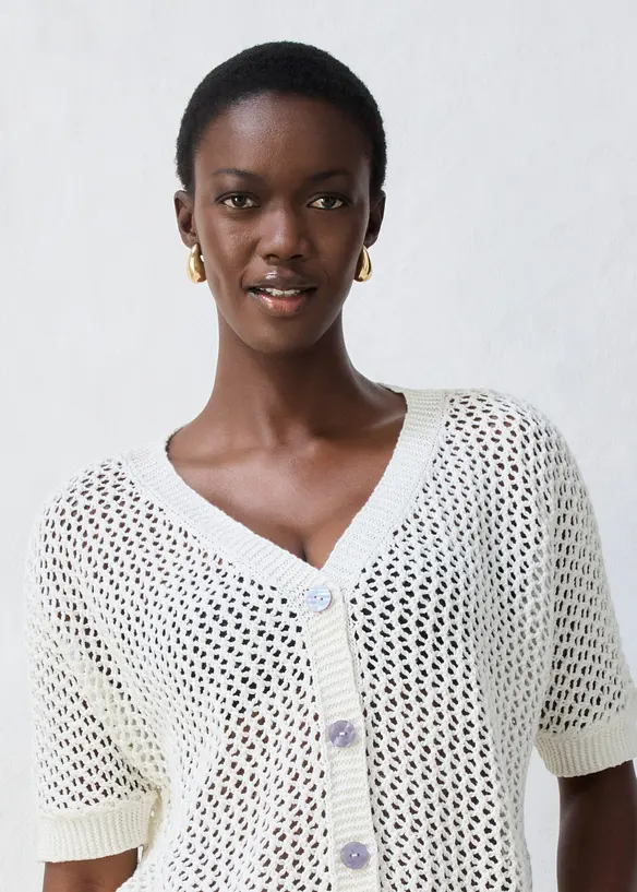 H&aring;lm&ouml;nstrad cardigan med lin, bonprix