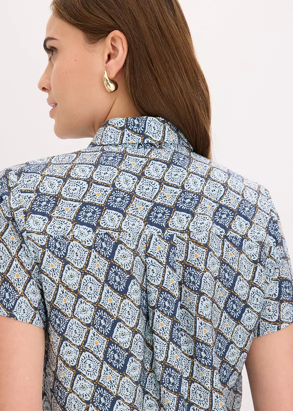 Kort&auml;rmad blus i viskosmix, bonprix