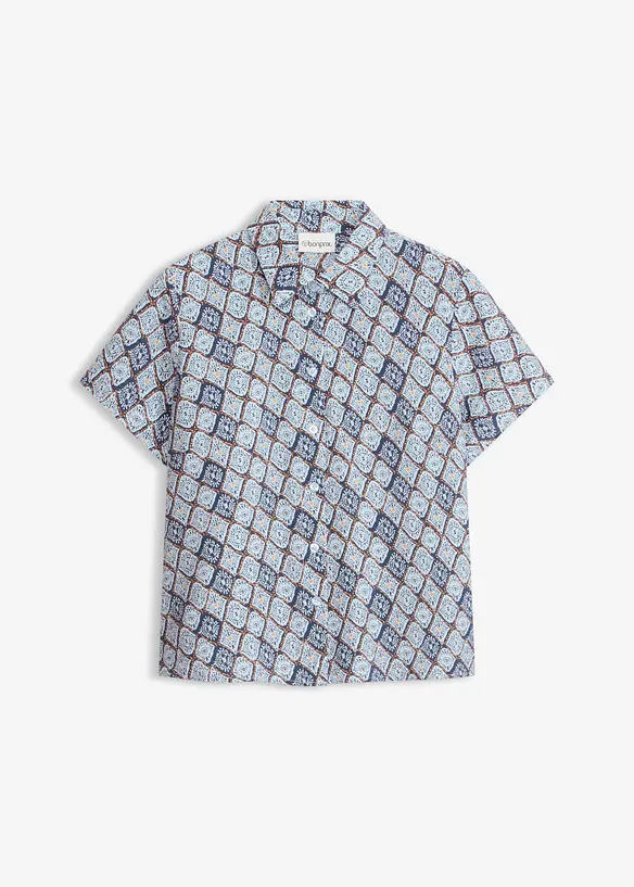 Kort&auml;rmad blus i viskosmix, bonprix