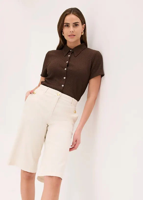 Shorts av elastisk twill, med vida ben, bonprix