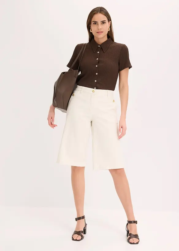 Shorts av elastisk twill, med vida ben, bonprix