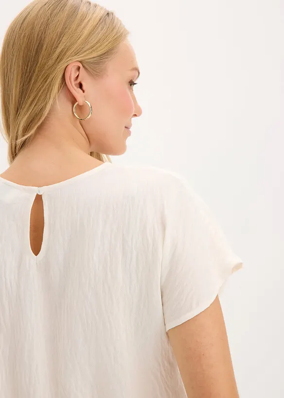Blus med blombroderi, bonprix