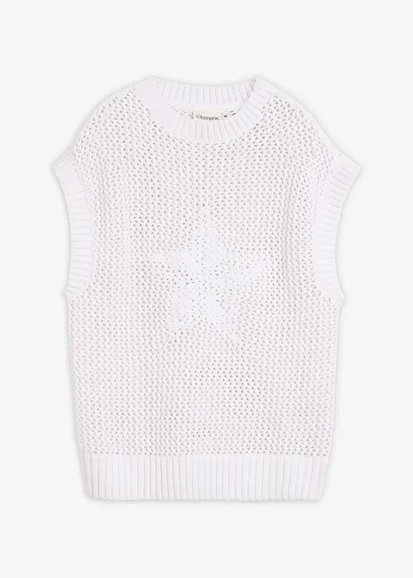 Stickad topp i bomull, bonprix
