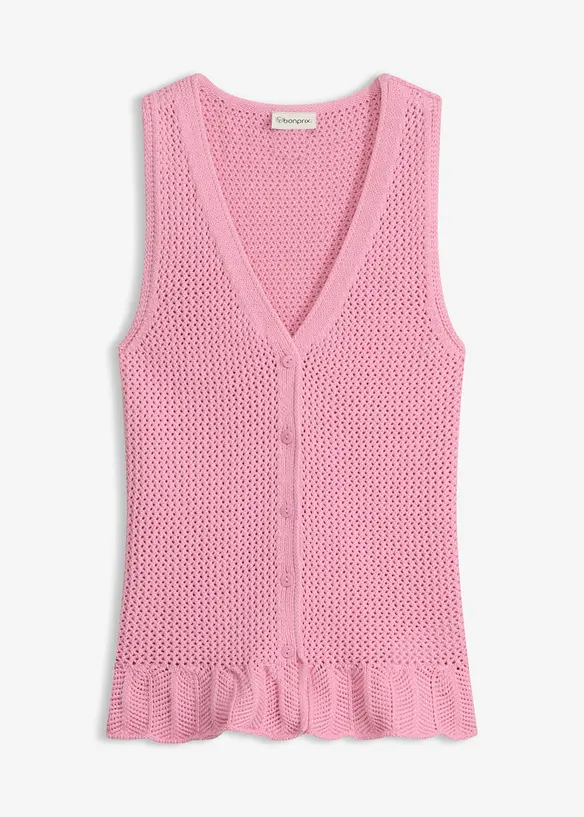 Stickad v&auml;st i bomullsmix, bonprix