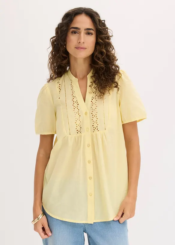 Blus med h&aring;lbroderi, bonprix