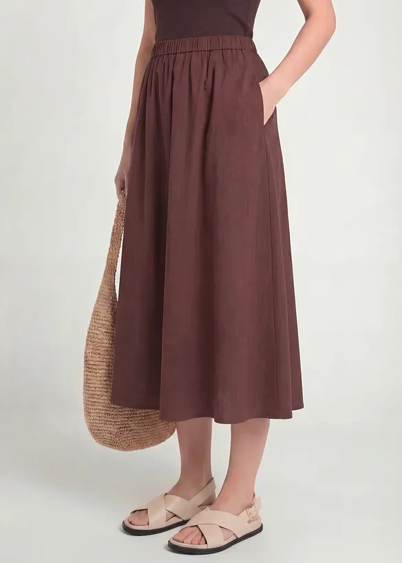 Mellanl&aring;ng kjol i linnemix, bonprix