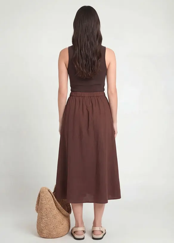 Mellanl&aring;ng kjol i linnemix, bonprix